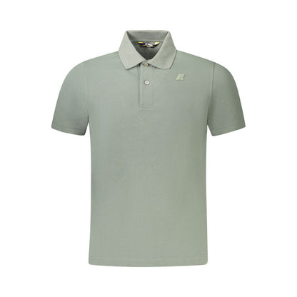K-WAY Green Cotton Men Polo Shirt featuring two-button placket and K-WAY logo, ideal for casual and evening wear.