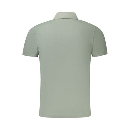 Back view of K-WAY Green Cotton Men Polo Shirt showcasing simple and elegant design.