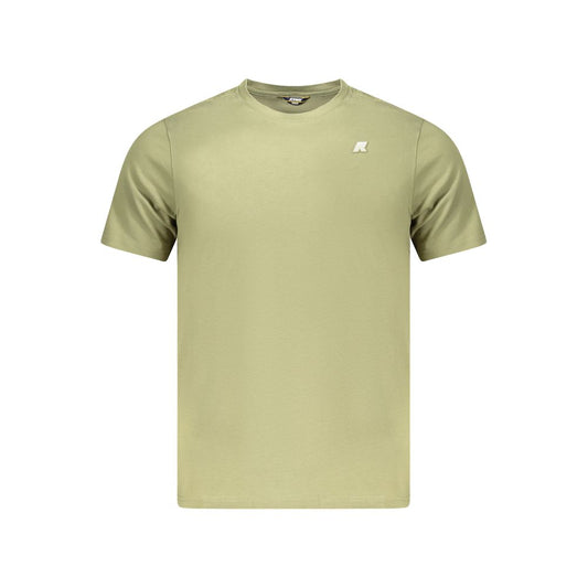 K-WAY Green Cotton Men T-Shirt with crew neck and short sleeves, featuring the iconic K-WAY logo for a modern, stylish look.