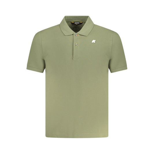 K-WAY Green Cotton Polo Shirt with short sleeves, 2 buttons, and logo application