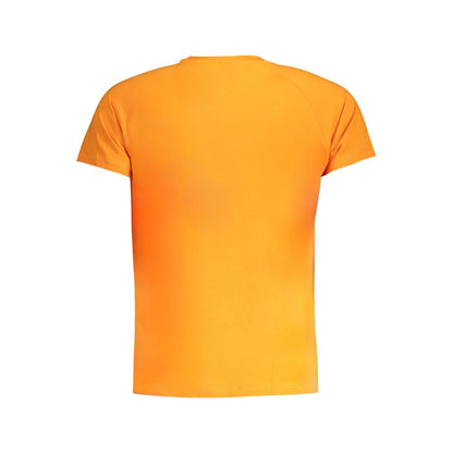 K-WAY Orange Cotton T-Shirt, short sleeve, crew neck, with logo application, back view.