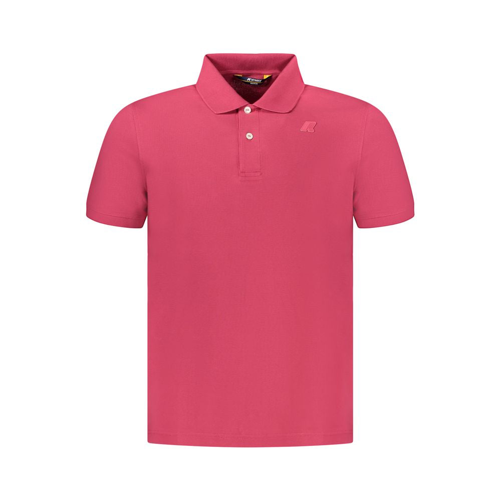 K-WAY Pink Cotton Men Polo Shirt with short sleeves and classic collar, featuring iconic logo, perfect for casual sophistication.