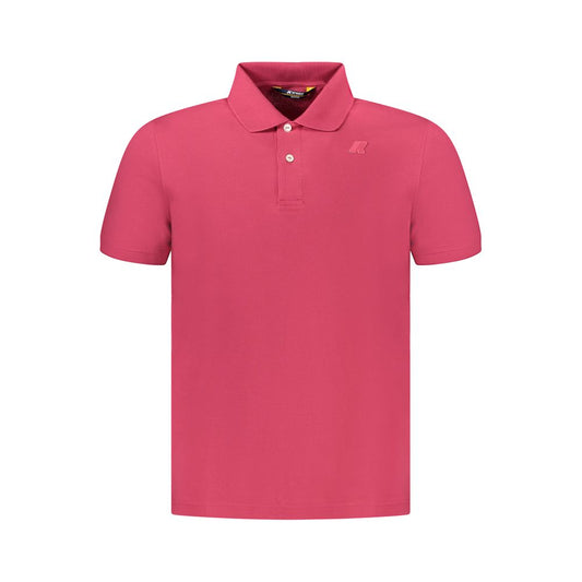 K-WAY Pink Cotton Men Polo Shirt with short sleeves and classic collar, featuring iconic logo, perfect for casual sophistication.