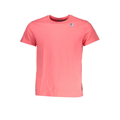 K-WAY Pink Cotton T-Shirt with short sleeves, crew neck, print, and logo displayed.