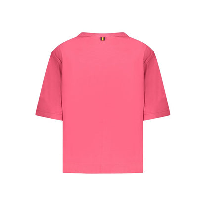 K-WAY Pink Cotton Women Top, back view showing wide neck and signature logo, representing casual yet chic style.