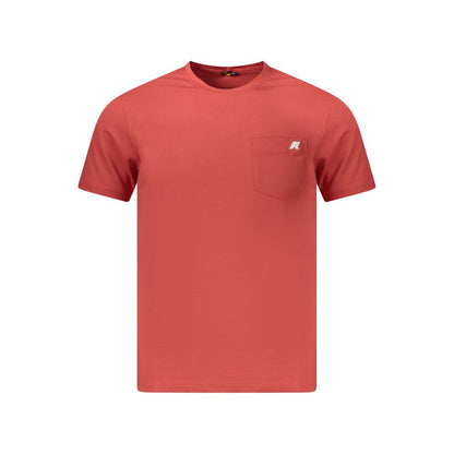 K-WAY Red Cotton Men T-Shirt with crew neck and logo pocket, short-sleeve, fashion-forward design, rich red color, classic silhouette.