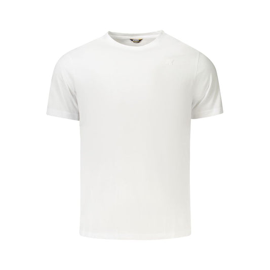 K-WAY White Cotton Men T-Shirt with crew neck and logo application, offering comfort and style in a crisp white hue.