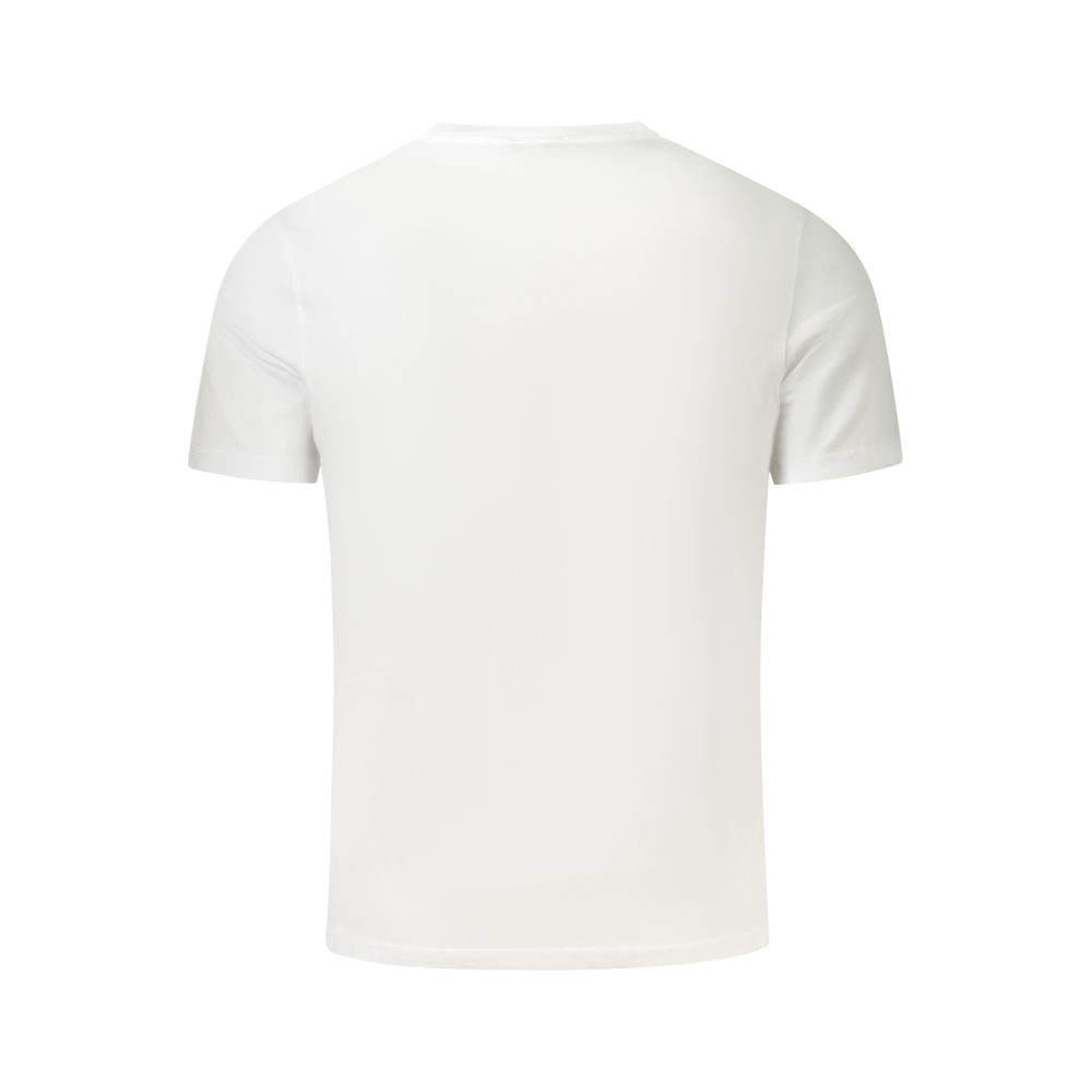 Back view of K-WAY White Cotton Men T-Shirt showcasing short sleeves and crew neck design.