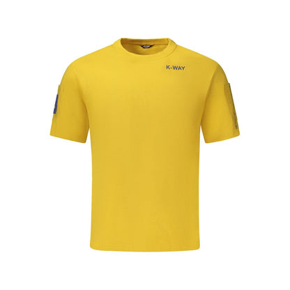 K-WAY Yellow Cotton Men T-Shirt with dual sleeve pockets and logo