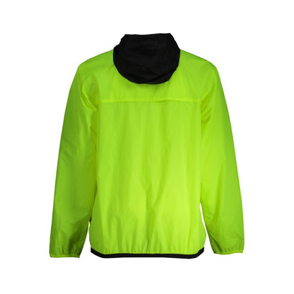 K-WAY Yellow Polyamide Men Jacket with hood, back view
