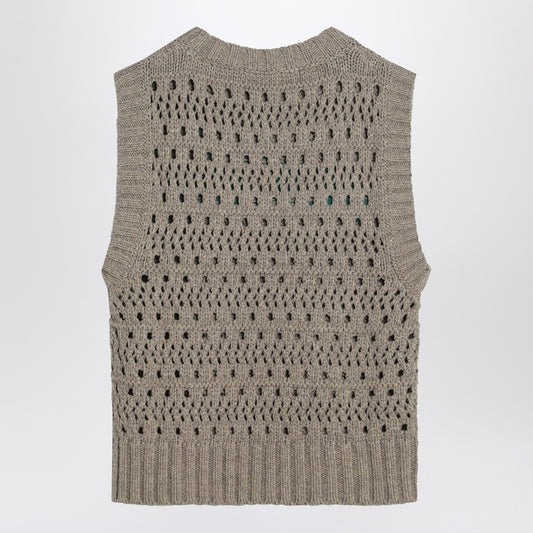 GANNI Perforated vest with logo inlay