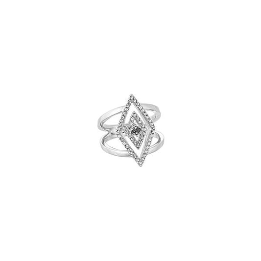 KARL LAGERFELD JEWELS JEWELRY Mod. 5483681 diamond-shaped silver ring with crystal detailing.