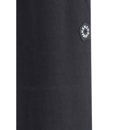 Close-up of Kenzo Black Polyester Joggers (Workout Pants) showcasing the iconic logo flower.