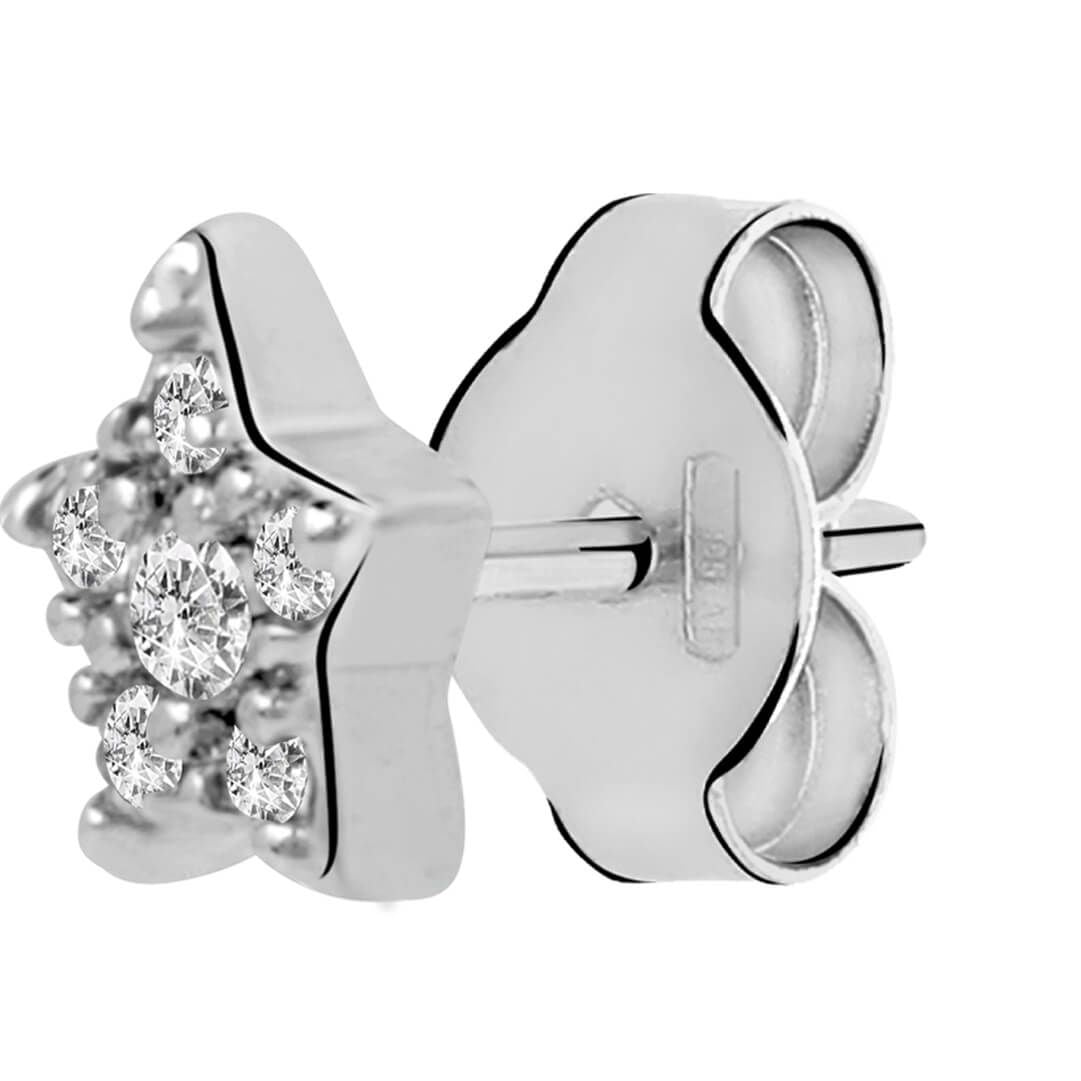 Dazzling star-shaped stud earring from LA PETITE STORY JEWELRY Mod. LPS02ARQ03 with sparkling crystals embedded in silver tone.