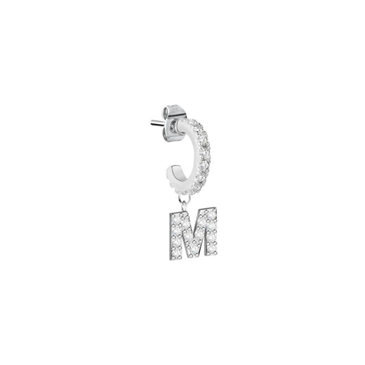 LA PETITE STORY JEWELRY Mod. LPS02ARQ65 silver earring with letter M charm and crystals