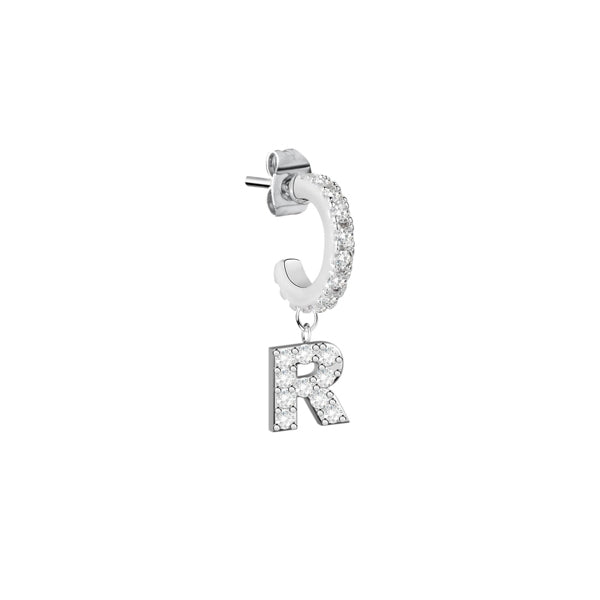 LA PETITE STORY JEWELRY Mod. LPS02ARQ73 silver hoop earring with crystal letter R charm