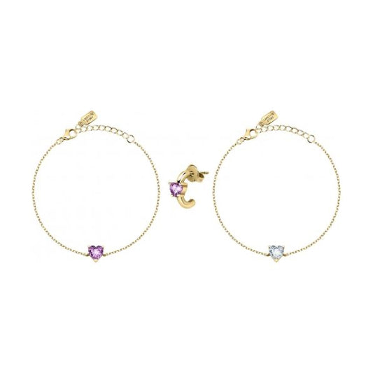 LA PETITE STORY JEWELRY Mod. LPS05ASD32 - Elegant gold bracelets with pink and white heart charms.