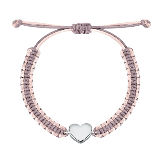 LA PETITE STORY JEWELRY Mod. LPS05ASD39 heart charm bracelet with adjustable cord in pink and silver.