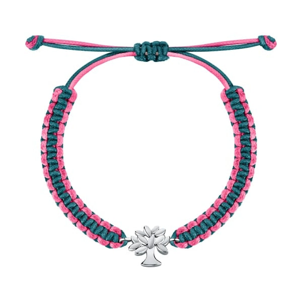 LA PETITE STORY JEWELRY Mod. LPS05ASF61 pink and teal braided bracelet with tree charm