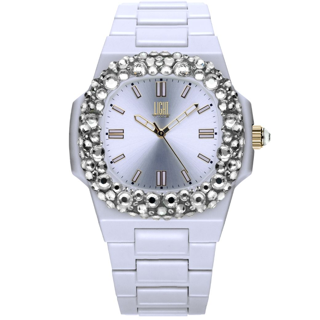 LIGHT TIME Mod. VELVET NAUTILUS - White Clear Strass