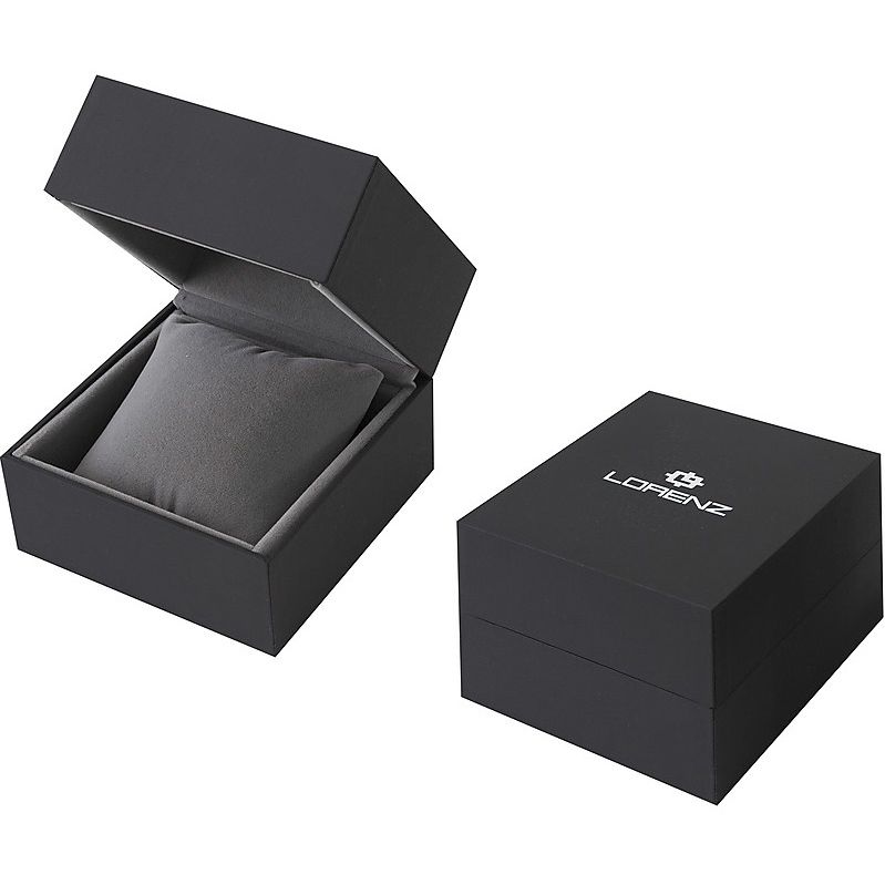 LORENZ MOD. 030253AA packaging box with pillow, ideal for storing the stainless steel 42 mm quartz wristwatch, water-resistant to 10 ATM.