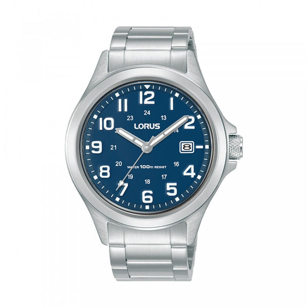 LORUS WATCHES Mod. RXH45KX9 featuring a classic silver design with a blue dial and stainless steel strap