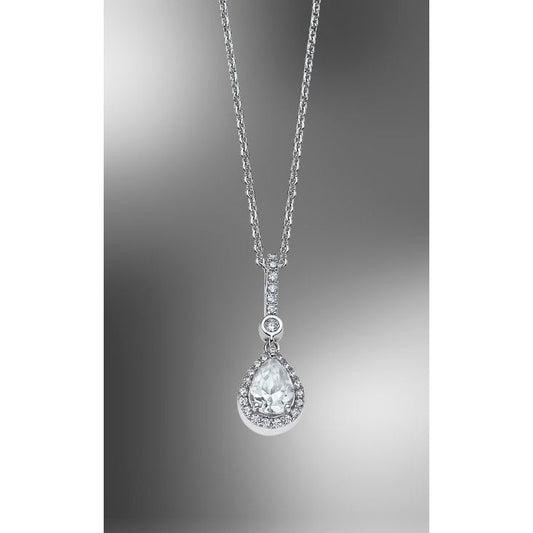 LOTUS JEWELS JEWELRY Mod. LP1592-1/1 silver necklace with pear-shaped pendant on gray background