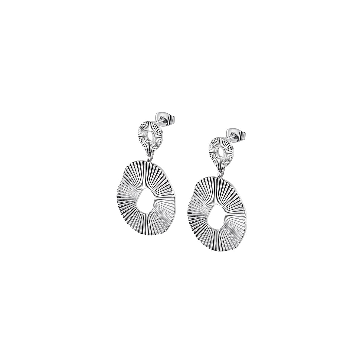 LOTUS JEWELS JEWELRY Mod. LS2355-4/1 stylish silver dangle earrings with circular design, modern and elegant fashion accessory