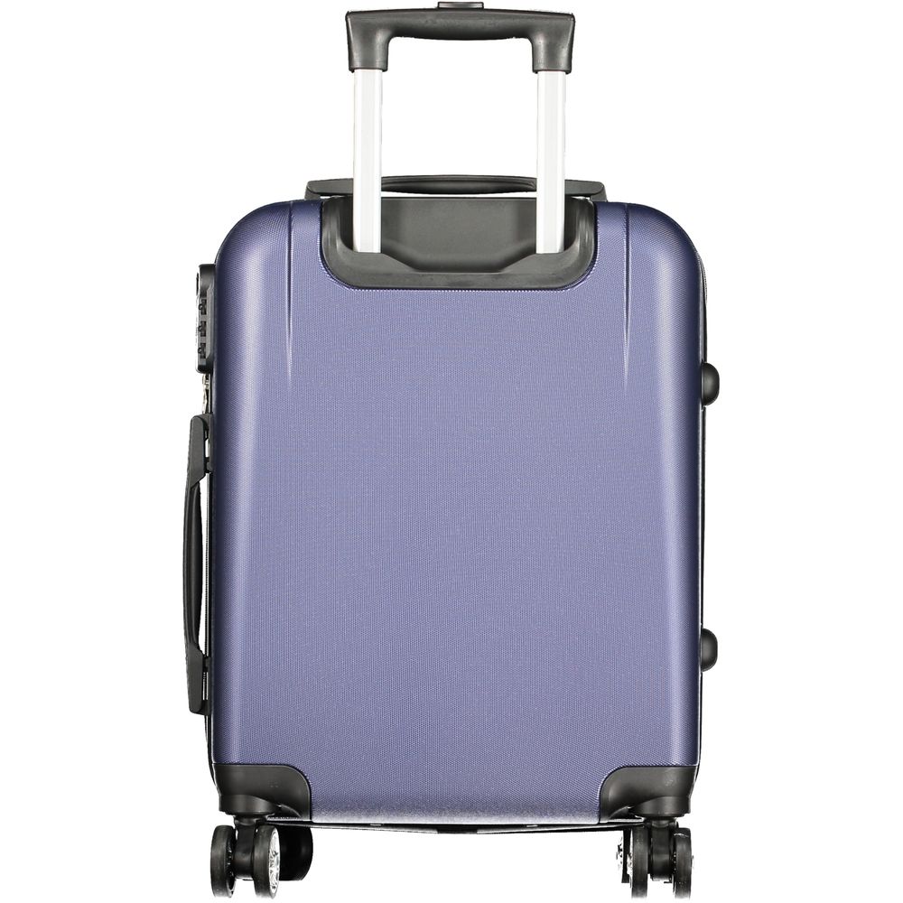 Laura Biagiotti Blue Polyethylene Luggage And Travel - small trolley with handles, wheels, zippered pocket, and combination padlock