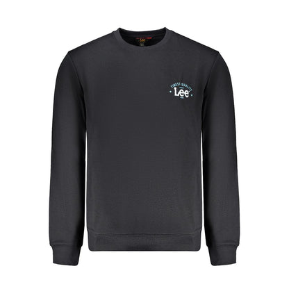 Lee Black Cotton Men Sweater - Crewneck sweatshirt with bold logo, crafted from comfortable cotton and polyester blend for style and durability.
