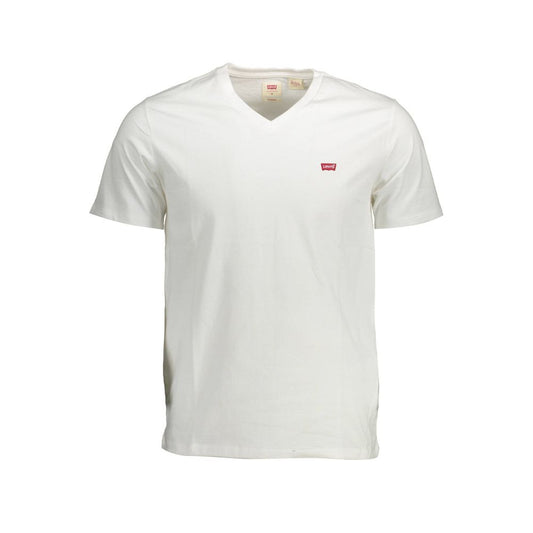 Levi's White Cotton Men T-Shirt with V-neck and logo