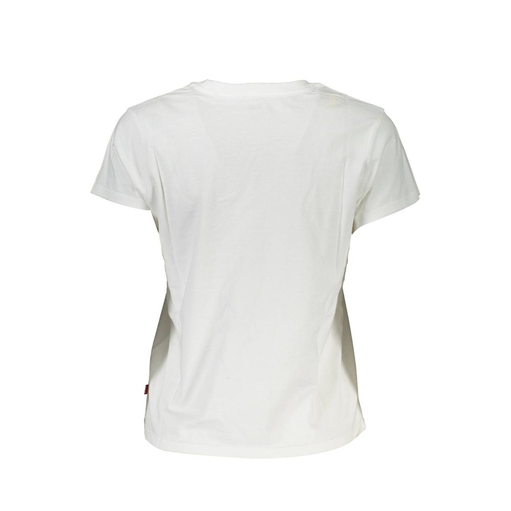 Back view of Levi's White Cotton Women T-Shirt showcasing short sleeves and crew neck.