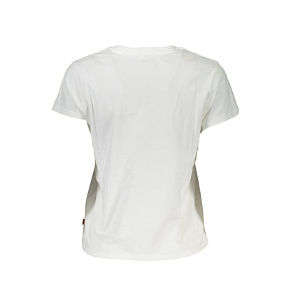 Back view of Levi's White Cotton Women T-Shirt showcasing short sleeves and crew neck.
