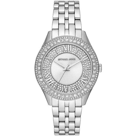 MICHAEL KORS Mod. HARLOWE lady's wristwatch in stainless steel with quartz movement and official box packaging. Water resistant 3 ATM.