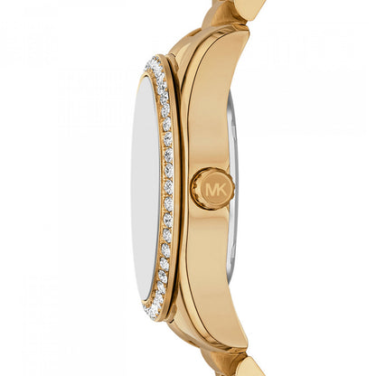Side view of MICHAEL KORS Mod. LEXINGTON gold watch highlighting bezel detail