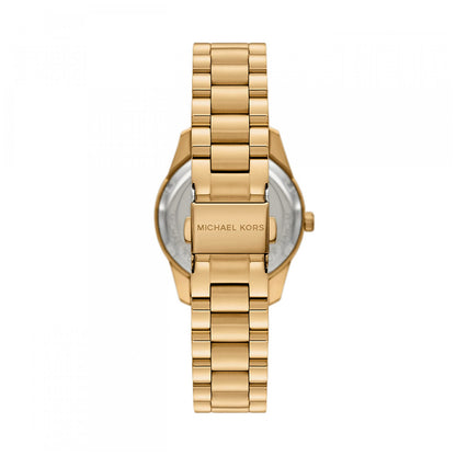 Gold wristwatch featuring the logo on the clasp of MICHAEL KORS Mod. LEXINGTON