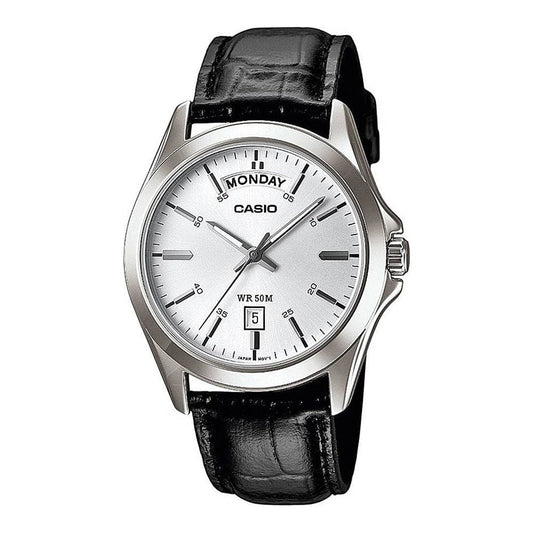 CASIO COLLECTION Mod. DAY DATE. LEATHER. WHITE MTP-1370L-7AVDF
