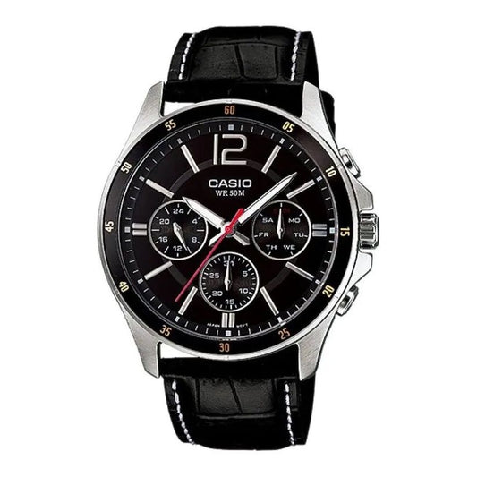 CASIO COLLECTION Mod. MULTIFUNCTION CALENDAR. LEATHER - BLACK MTP-1374L-1AVDF