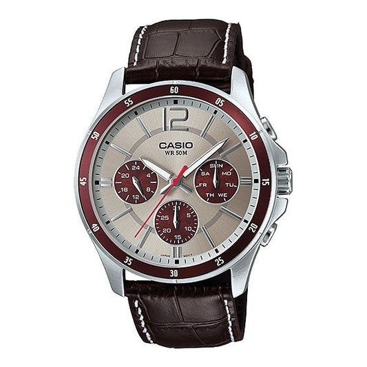 CASIO COLLECTION Mod. MULTIFUNCTION CALENDAR. LEATHER - TWO TONES-0