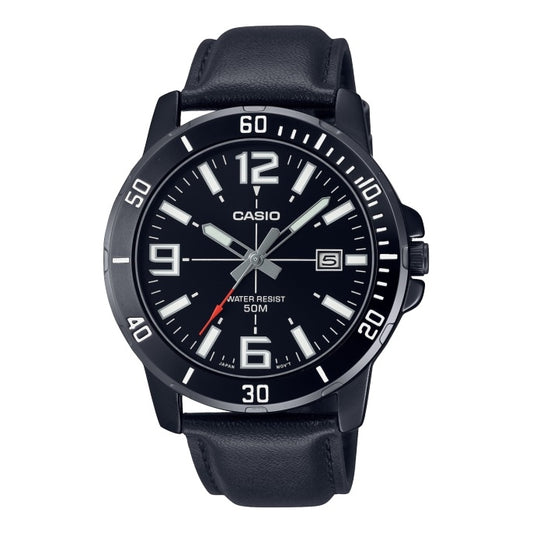 CASIO SPORT COLLECTION Mod. DIVER 50M LEATHER - FULL BLACK MTP-VD01BL-1BVUDF