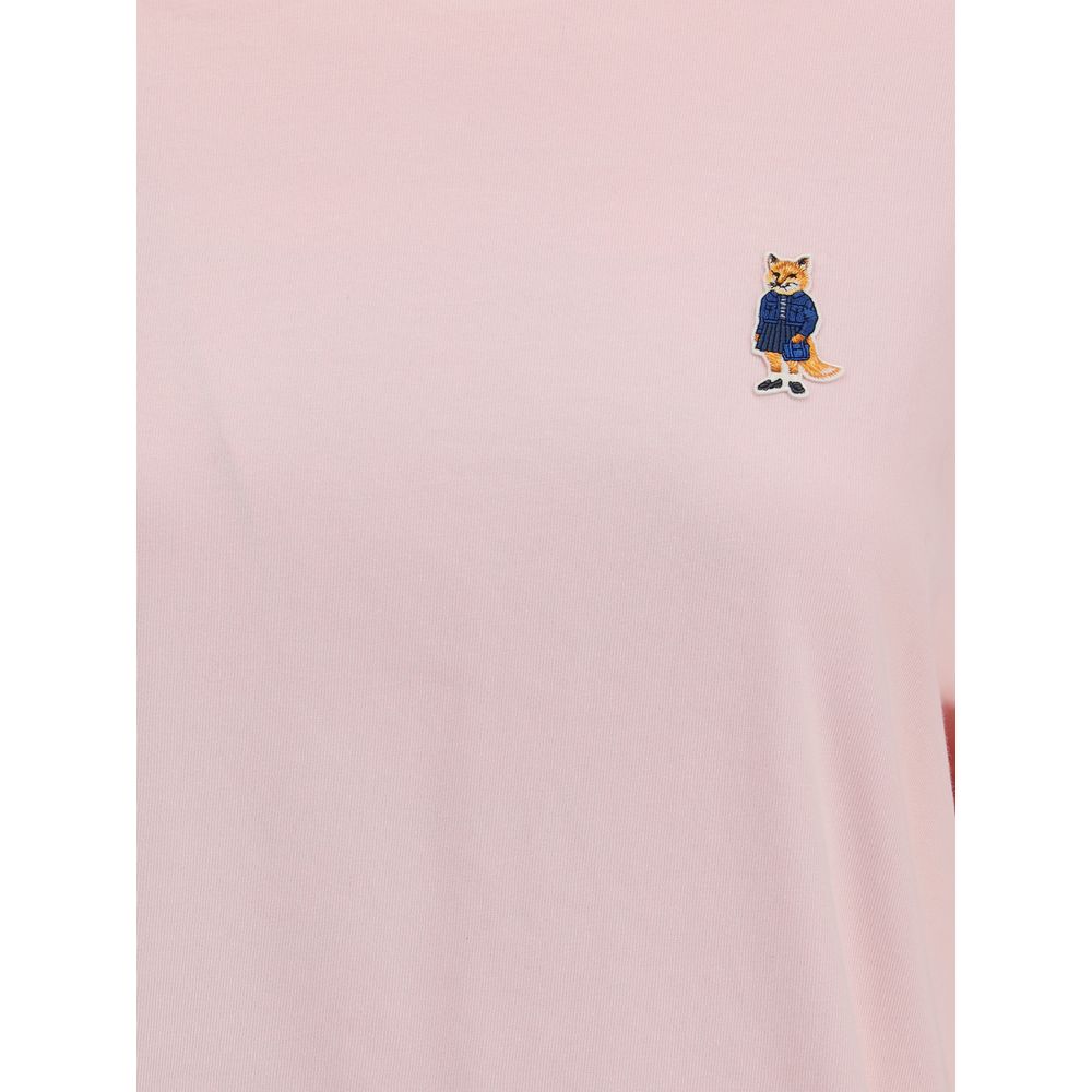 Maison Kitsuné Multicolor Cotton T-Shirt with embroidered dressed fox patch, ribbed crew neck, and iconic design for season AW25.