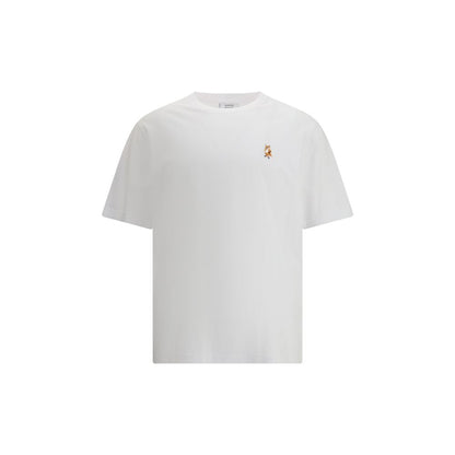 Maison Kitsuné White Cotton T-Shirt featuring Standing Fox embroidery and ribbed crew neck, perfect for a versatile, timeless look.
