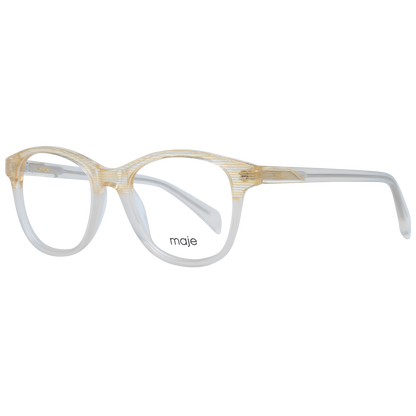 Maje Beige Acetate Glasses (Frames) trapezium full-rim multicolor for women, size 48-18-140, with plastic demo lenses, includes branded case.