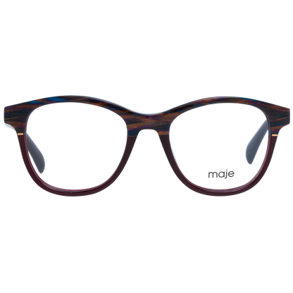 Maje Brown Acetate Glasses (Frames), women's full-rim round style with brown color and no lens effect, size 48-18-140.