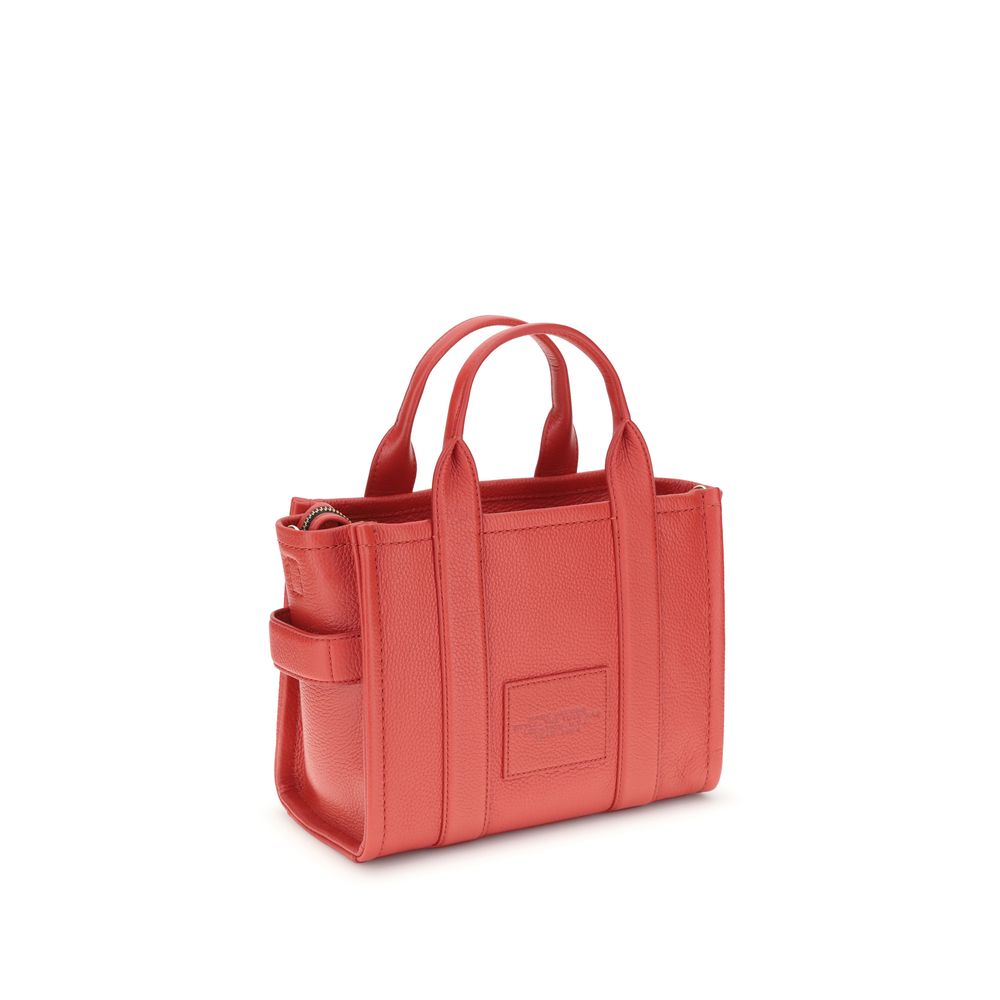 Marc Jacobs Red Calf Leather Bos Taurus Handbag with tubular handles and zip closure, small size, elegant design.