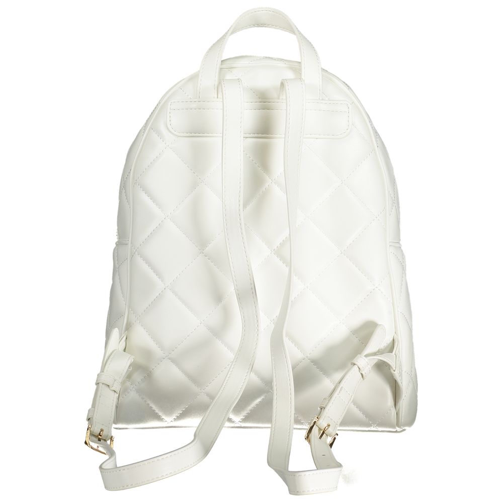 Mario Valentino White Polyethylene Backpack with adjustable straps, 1 handle, and quilted design for style and functionality.