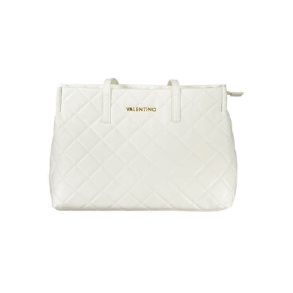 Mario Valentino White Polyethylene Handbag with 2 handles, laptop compartment, central pocket, contrasting details, and zip closure.
