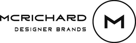Logo of McRichard Designer Brands with stylized 'M' icon and brand name text in black.