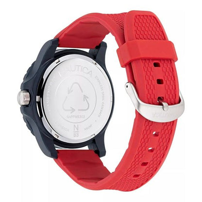 NAUTICA Mod. NAPFWS303 Quartz Analog Gent's Watch, 45mm Case, Water Resistant to 5 ATM, Red Bracelet