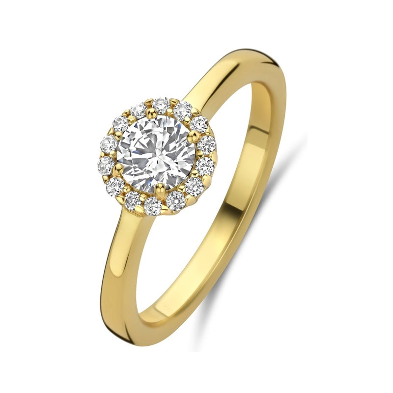 NEW BLING Mod. 9NB-1538-56 gold ring with diamond cluster setting.
